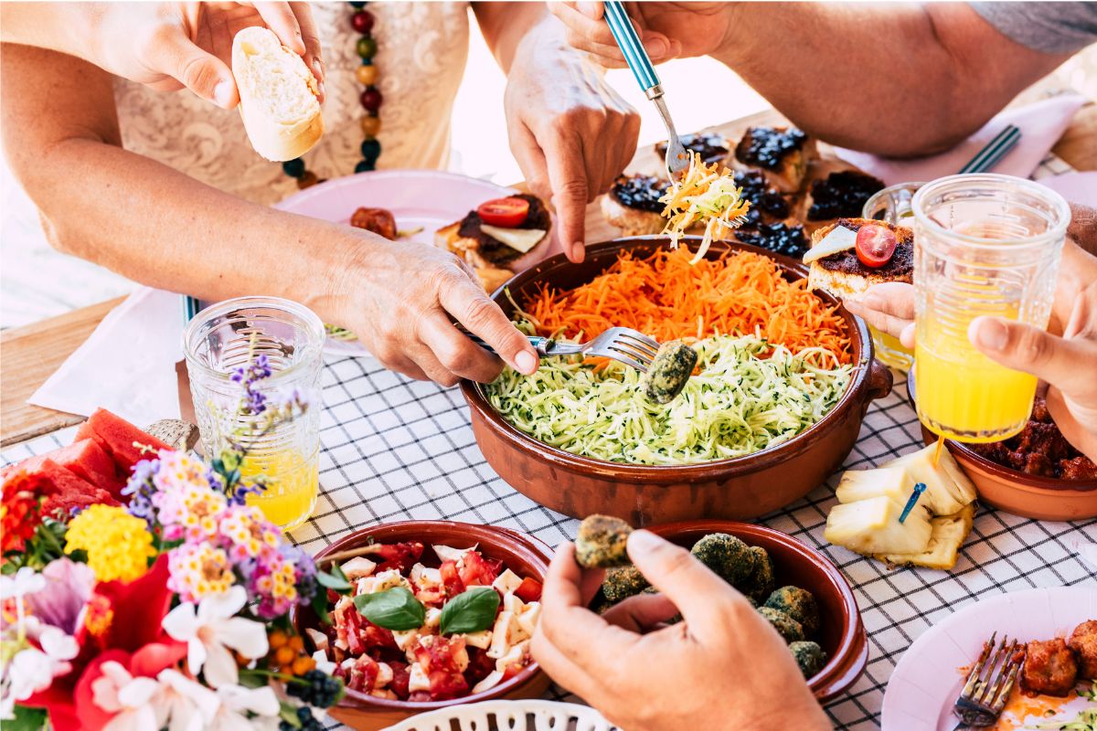 A spread of vegetable served as part of a retreat menu.